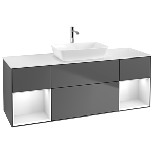 Villeroy and Boch Finion Villeroy and Boch Finion G861GFGK 160cm, cover plate white matt, Emotion, shelves Glossy white lacquer, Anthracite matt