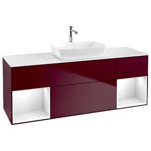 Villeroy und Boch Finion Waschtischunterschrank G861GFHB 160cm, Abdeckplatte white matt, Emotion, Regale Glossy white lacquer, Peony Matt