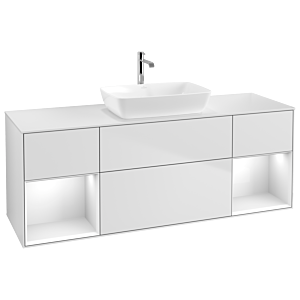 Villeroy and Boch Finion Villeroy and Boch Finion G861GFMT 160cm, cover plate white matt, Emotion, shelves glossy white lacquer, white matt lacquer
