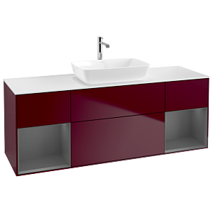 Villeroy und Boch Finion Waschtischunterschrank G861GKHB 160cm, Abdeckplatte white matt, Emotion, Regale Anthracite matt lacquer, Peony Matt