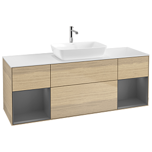 Villeroy and Boch Finion Villeroy and Boch Finion G861GKPC 160cm, cover plate matt white, Emotion, shelves anthracite matt lacquer, Oak Veneer