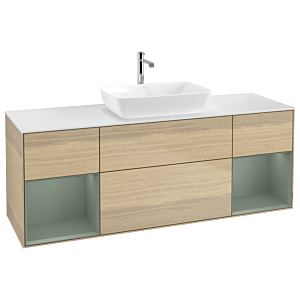 Villeroy and Boch Finion Villeroy and Boch Finion G861GMPC 160cm, cover plate white matt, Emotion, shelves olive matt lacquer, Oak Veneer