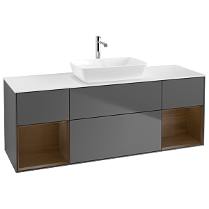 Villeroy and Boch Finion Villeroy and Boch Finion G861GNGK 160cm, cover plate matt white, Emotion, shelves Walnut Veneer , anthracite matt