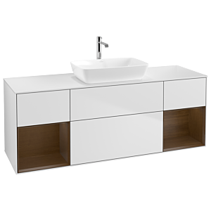 Villeroy and Boch Finion Villeroy and Boch Finion G861GNMT 160cm, cover plate matt white, Emotion, shelves Walnut Veneer , matt white lacquer