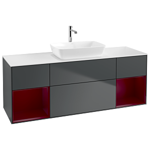Villeroy und Boch Finion Waschtischunterschrank G861HBHG 160cm, Abdeckplatte white matt, Emotion, Regale Peony matt lacquer, Midnight Blue Matt Lacquer