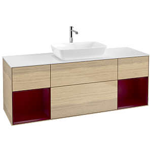 Villeroy et Boch Finion Villeroy et Boch G861HBPC 160cm, plaque de recouvrement blanc mat, Emotion, étagères Peony laqué mat, Oak Veneer