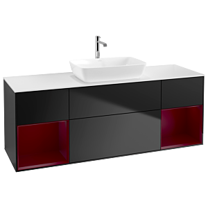 Villeroy und Boch Finion Waschtischunterschrank G861HBPD 160cm, Abdeckplatte white matt, Emotion, Regale Peony matt lacquer, Black matt lacquer
