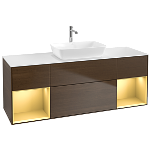 Villeroy and Boch Finion Villeroy and Boch Finion G861HFGN 160cm, cover plate white matt, emotion, shelves gold matt lacquer, walnut veneer