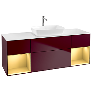 Villeroy und Boch Finion Waschtischunterschrank G861HFHB 160cm, Abdeckplatte white matt, Emotion, Regale Gold matt lacquer, Peony Matt