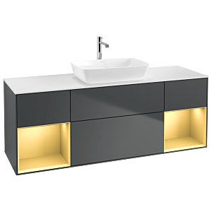Villeroy and Boch Finion Villeroy and Boch Finion G861HFHG 160cm, cover plate white matt, Emotion, shelves gold matt lacquer, Midnight Blue Matt Lacquer