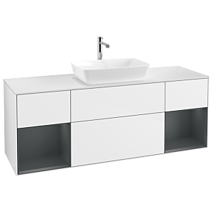 Villeroy and Boch Finion Villeroy and Boch Finion G861HGGF 160cm, cover plate matt white, Emotion, shelves Midnight matt lacquer, Glossy white lacquer