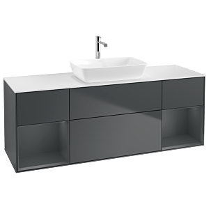 Villeroy et Boch Finion Villeroy et Boch G861HGHG 160cm, plaque de finition blanc mat, Emotion, étagères Midnight mat laqué, Midnight Blue Matt Lacquer
