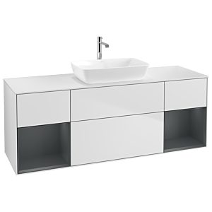 Villeroy and Boch Finion Villeroy and Boch Finion G861HGMT 160cm, cover plate white matt, Emotion, shelves Midnight matt lacquer, White matt lacquer
