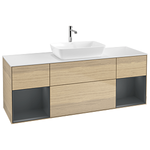 Villeroy and Boch Finion Villeroy and Boch Finion G861HGPC 160cm, cover plate white matt, Emotion, shelves Midnight matt lacquer, Oak Veneer