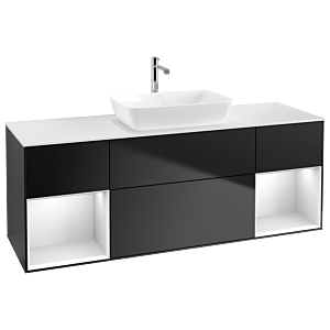 Villeroy and Boch Finion Villeroy and Boch Finion G861MTPD 160cm, cover plate matt white, Emotion, shelves matt white lacquer, matt black lacquer