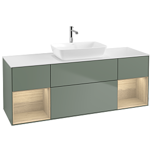 Villeroy et Boch Finion Villeroy et Boch G861PCGM 160cm, plaque de finition blanc mat, emotion, étagères Oak Veneer , Olive Matt Lacquer