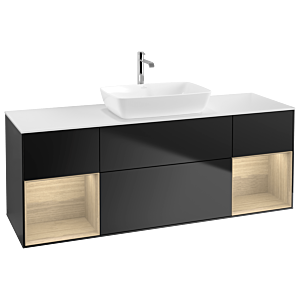 Villeroy et Boch Finion Villeroy et Boch G861PCPD 160cm, plaque de finition blanc mat, Emotion, étagères Oak Veneer , laqué noir mat