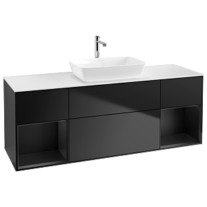 Villeroy und Boch Finion Waschtischunterschrank G861PDPD 160cm, Abdeckplatte white matt, Emotion, Regale Black matt lacquer, Black matt lacquer