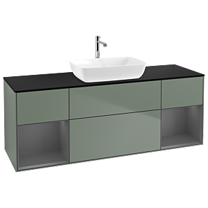 Villeroy and Boch Finion Villeroy and Boch Finion G862GKGM 160cm, cover plate black matt, Emotion, shelves Anthracite matt lacquer, Olive Matt Lacquer
