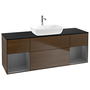 Villeroy and Boch Finion Villeroy and Boch Finion G862GKGN 160cm, cover plate black matt, Emotion, shelves Anthracite matt lacquer, Walnut veneer