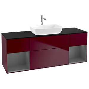 Villeroy and Boch Finion Villeroy and Boch Finion G862GKHB 160cm, black matt cover plate, Emotion, Anthracite matt lacquer shelves, Peony Matt