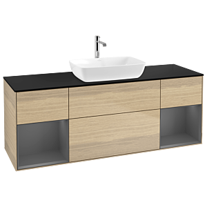 Villeroy et Boch Finion Villeroy et Boch G862GKPC 160cm, plaque de finition noir mat, Emotion, étagères Laque anthracite mat, Oak Veneer