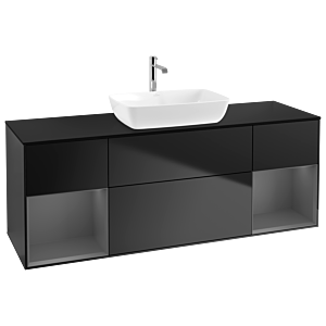 Villeroy and Boch Finion Villeroy and Boch Finion G862GKPD 160cm, cover plate black matt, Emotion, shelves Anthracite matt lacquer, Black matt lacquer