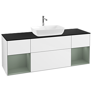 Villeroy and Boch Finion Villeroy and Boch Finion G862GMGF 160cm, cover plate black matt, Emotion, shelves olive matt lacquer, glossy white lacquer
