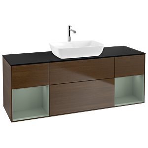 Villeroy and Boch Finion Villeroy and Boch Finion G862GMGN 160cm, cover plate black matt, emotion, shelves olive matt lacquer, walnut veneer
