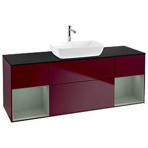 Villeroy et Boch Finion Villeroy et Boch G862GMHB 160cm, plaque de finition noir mat, Emotion, étagères olive laqué mat, Peony Matt