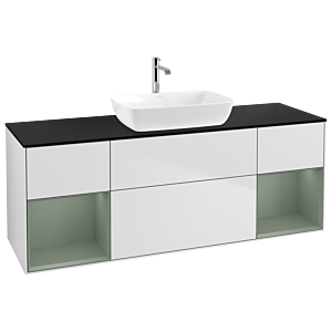 Villeroy and Boch Finion Villeroy and Boch Finion G862GMMT 160cm, cover plate black matt, Emotion, shelves olive matt lacquer, white matt lacquer