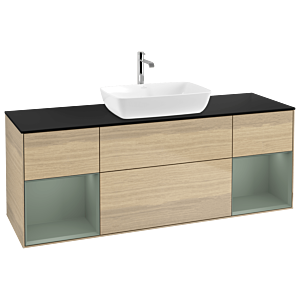 Villeroy and Boch Finion Villeroy and Boch Finion G862GMPC 160cm, cover plate black matt, Emotion, shelves olive matt lacquer, Oak Veneer