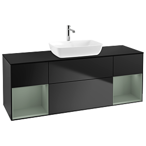 Villeroy and Boch Finion Villeroy and Boch Finion G862GMPD 160cm, cover plate black matt, Emotion, shelves olive matt lacquer, black matt lacquer