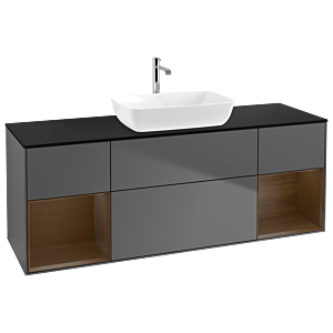 Villeroy et Boch Finion Villeroy et Boch G862GNGK 160cm, plaque de finition noir mat, Emotion, étagères Walnut Veneer , anthracite mat