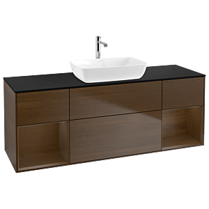 Villeroy and Boch Finion Villeroy and Boch Finion G862GNGN 160cm, black matt cover plate, emotion, Walnut Veneer shelves, Walnut Veneer veneer