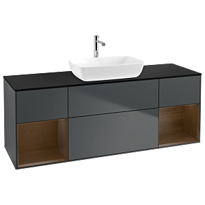 Villeroy and Boch Finion Villeroy and Boch Finion G862GNHG 160cm, cover plate black matt, Emotion, shelves Walnut Veneer , Midnight Blue Matt Lacquer