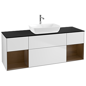 Villeroy and Boch Finion Villeroy and Boch Finion G862GNMT 160cm, cover plate black matt, Emotion, shelves Walnut Veneer , white matt lacquer
