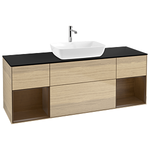 Villeroy et Boch Finion Villeroy et Boch G862GNPC 160cm, plaque de recouvrement noir mat, emotion, étagères Walnut Veneer , Oak Veneer