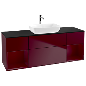 Villeroy und Boch Finion Waschtischunterschrank G862HBHB 160cm, Abdeckplatte black matt, Emotion, Regale Peony matt lacquer, Peony Matt