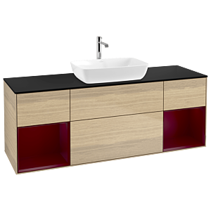 Villeroy and Boch Finion Villeroy and Boch Finion G862HBPC 160cm, cover plate black matt, Emotion, shelves Peony matt lacquer, Oak Veneer