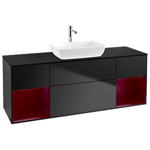 Villeroy et Boch Finion Villeroy et Boch G862HBPD 160cm, plaque de finition noir mat, Emotion, étagères Peony laqué mat, laqué noir mat