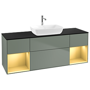 Villeroy and Boch Finion Villeroy and Boch Finion G862HFGM 160cm, cover plate black matt, Emotion, shelves gold matt lacquer, Olive Matt Lacquer
