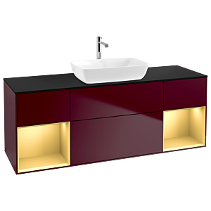 Villeroy and Boch Finion Villeroy and Boch Finion G862HFHB 160cm, cover plate black matt, Emotion, shelves gold matt lacquer, Peony Matt