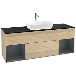 Villeroy et Boch Finion Villeroy et Boch G862HGPC 160cm, plaque de finition noir mat, Emotion, étagères Laque mat minuit, Oak Veneer
