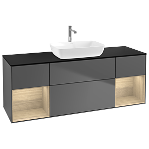 Villeroy and Boch Finion Villeroy and Boch Finion G862PCGK 160cm, cover plate black matt, emotion, shelves Oak Veneer , anthracite matt