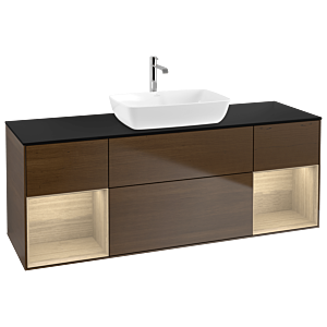 Villeroy et Boch Finion G862PCGN 160cm, plaque de recouvrement noir mat, emotion, étagères Oak Veneer , placage Oak Veneer
