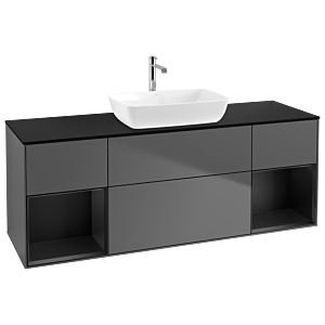 Villeroy and Boch Finion Villeroy and Boch Finion G862PDGK 160cm, cover plate matt black, Emotion, shelves matt black lacquer, matt anthracite