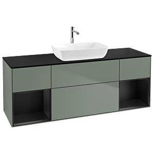 Villeroy and Boch Finion Villeroy and Boch Finion G862PDGM 160cm, black matt cover plate, Emotion, black matt lacquer shelves, Olive Matt Lacquer