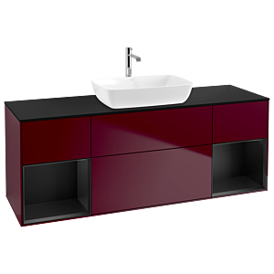 Villeroy et Boch Finion Villeroy et Boch G862PDHB 160cm, plaque de finition noir mat, Emotion, étagères laqué noir mat, Peony Matt
