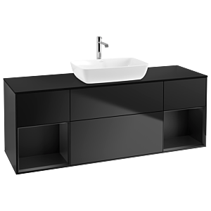 Villeroy und Boch Finion Waschtischunterschrank G862PDPD 160cm, Abdeckplatte black matt, Emotion, Regale Black matt lacquer, Black matt lacquer